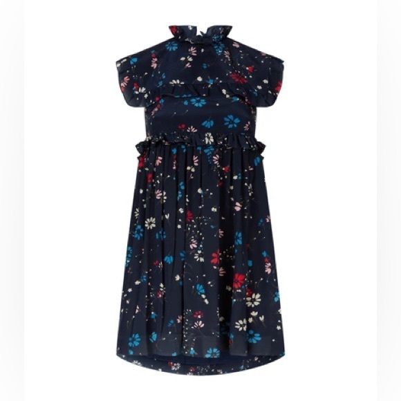 AUTHENTIC! NWT BALENCIAGA Multicolor Floral Baby Doll Plastron Silk Mini Dress - Picture 7 of 12